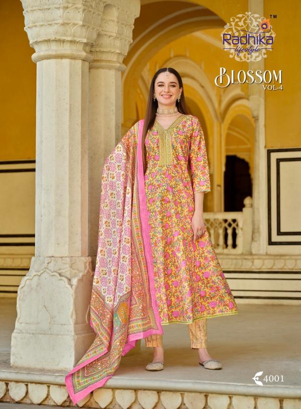 	Radhika Blossom Vol 4 Cotton Kurti Bottom With Dupatta Collection